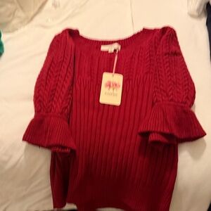 Entro Red Flared Sleeve Sweater